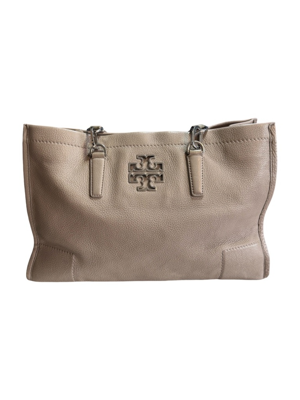Tory Burch Pebbled Leather Tote in Taupe